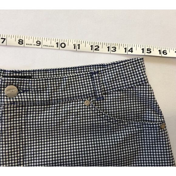 Rosner Shorts Women 12 Navy White Check Walking Casual Cotton Shorts Stretch - Picture 9 of 12